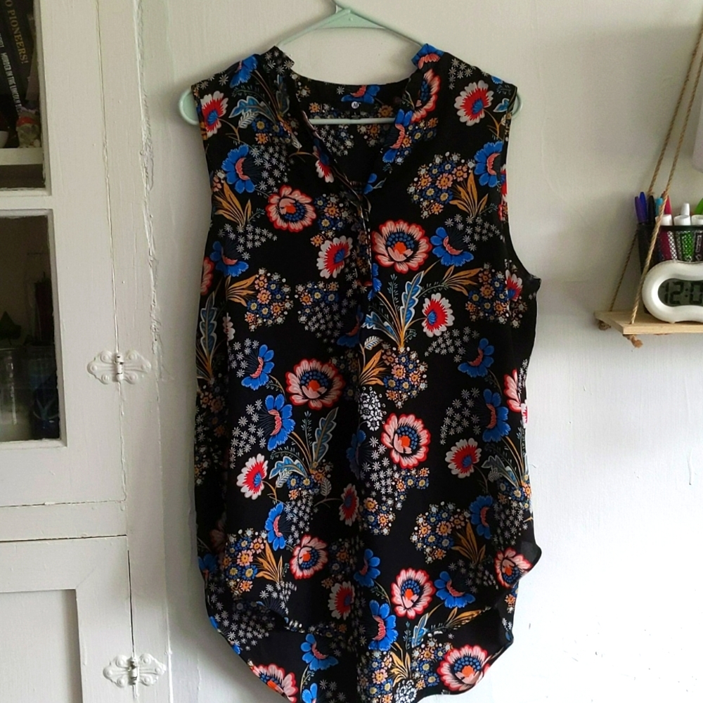 Floral Print Short Sleeve Blouse